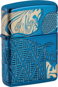 Zippo Armor High Polish Blue Skull Design Pocket Lighter